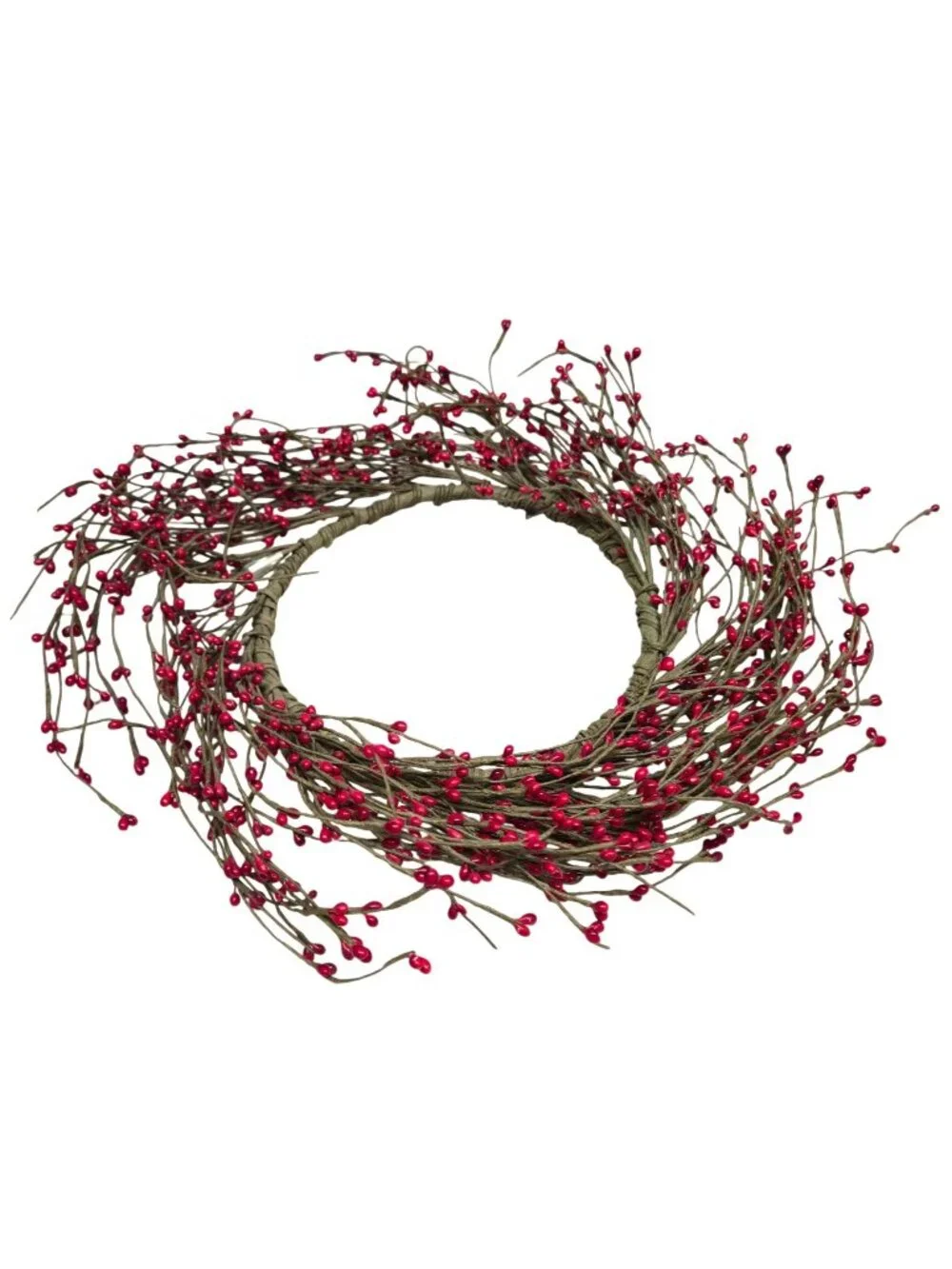 Red Pip Berry Wreath Candle Ring Rustic Christmas Decor 13